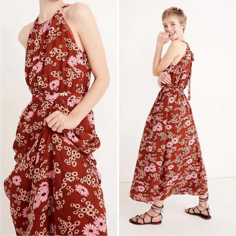 Madewell Hillside Daisies Floral Halter Midi Dress Size 0